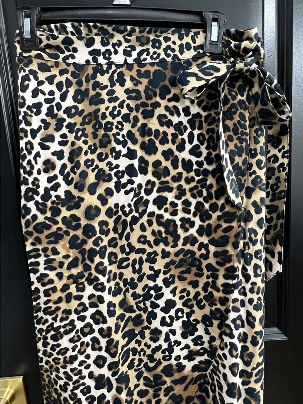 Abercrombie & Fitch Leopard Print Wrap Skirt - Black & Tan